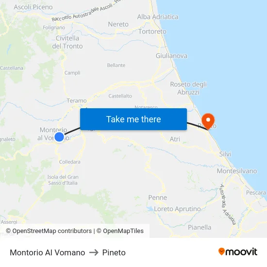 Montorio Al Vomano to Pineto map