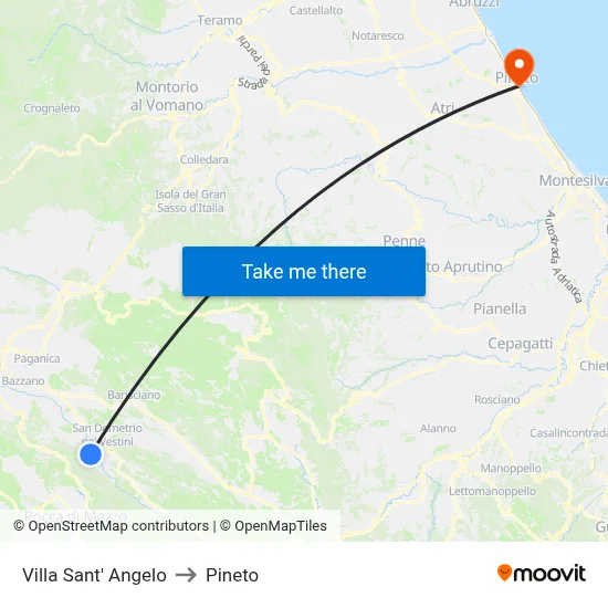 Villa Sant'Angelo to Pineto map