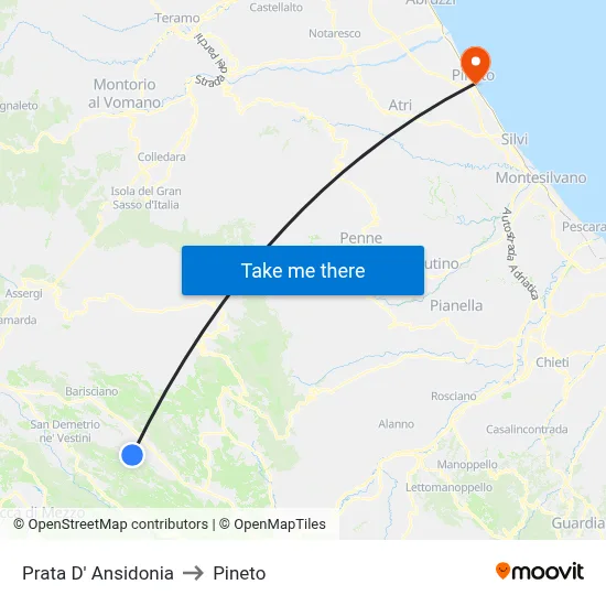 Prata D' Ansidonia to Pineto map