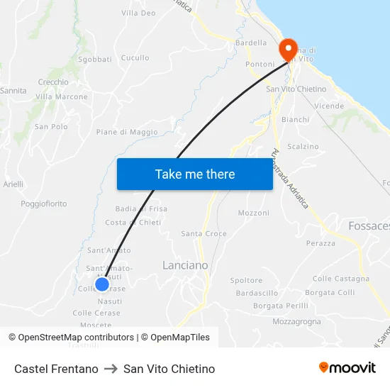Castel Frentano to San Vito Chietino map