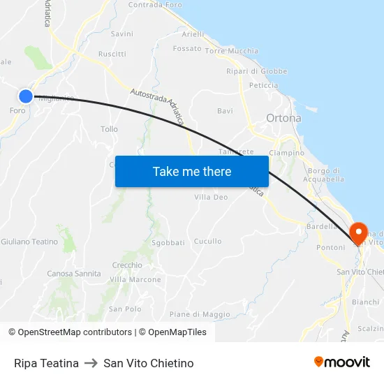 Ripa Teatina to San Vito Chietino map
