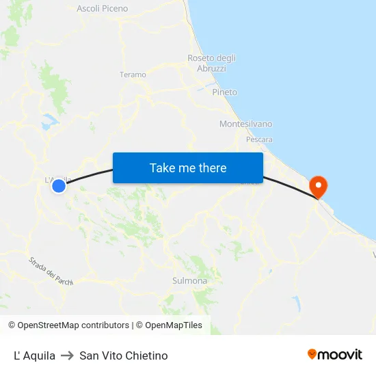 L' Aquila to San Vito Chietino map