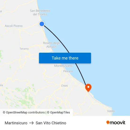 Martinsicuro to San Vito Chietino map