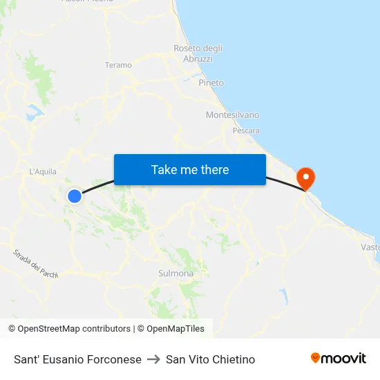 Sant' Eusanio Forconese to San Vito Chietino map