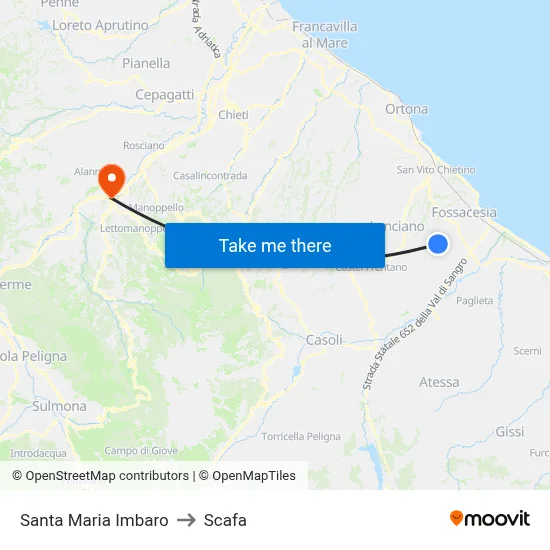 Santa Maria Imbaro to Scafa map