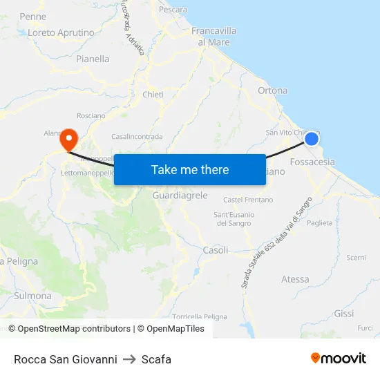 Rocca San Giovanni to Scafa map