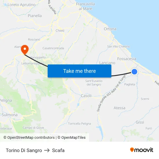 Torino Di Sangro to Scafa map