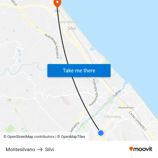 Montesilvano to Silvi map