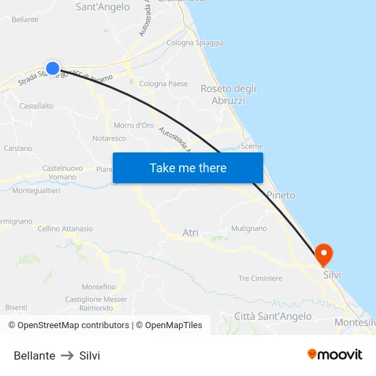 Bellante to Silvi map