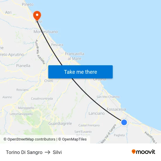 Torino Di Sangro to Silvi map