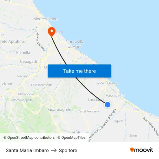Santa Maria Imbaro to Spoltore map
