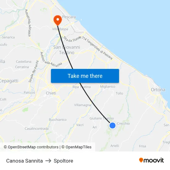 Canosa Sannita to Spoltore map