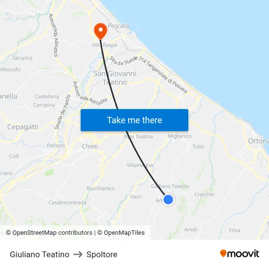 Giuliano Teatino to Spoltore map