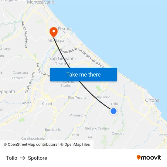 Tollo to Spoltore map