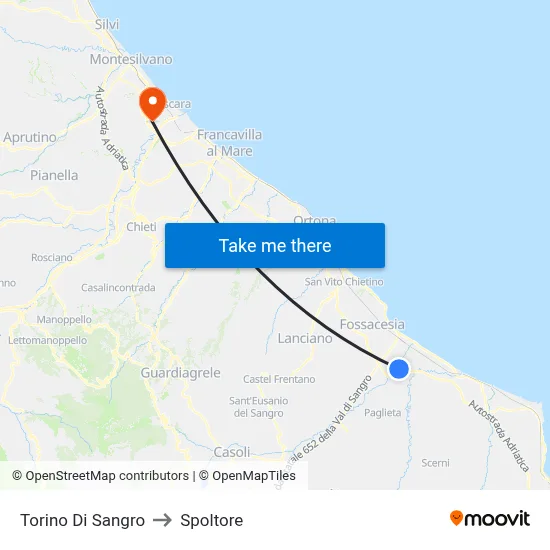 Torino Di Sangro to Spoltore map