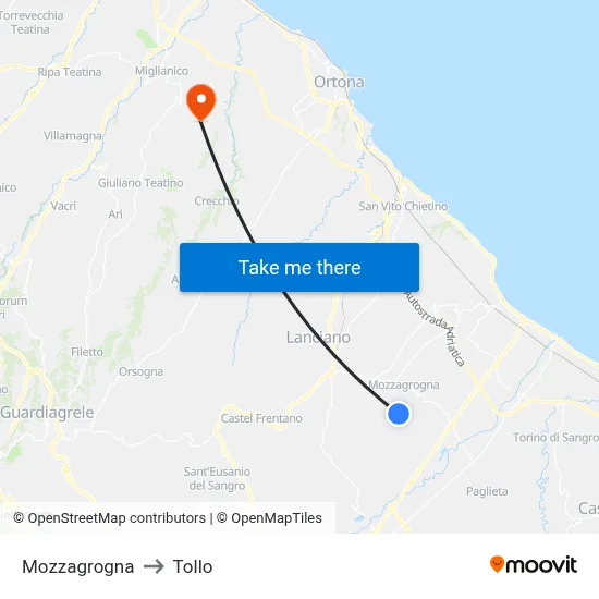 Mozzagrogna to Tollo map