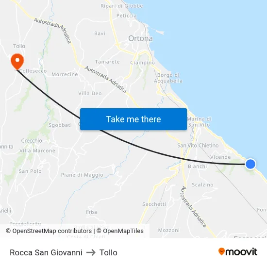 Rocca San Giovanni to Tollo map