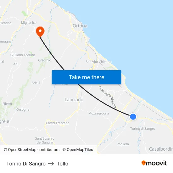 Torino Di Sangro to Tollo map