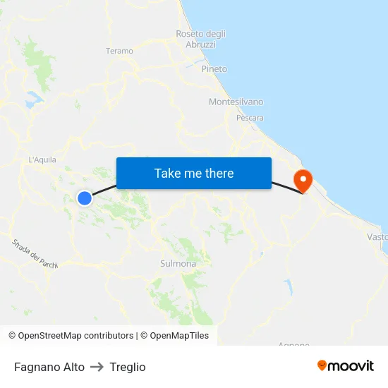 Fagnano Alto to Treglio map