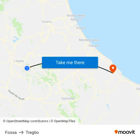 Fossa to Treglio map