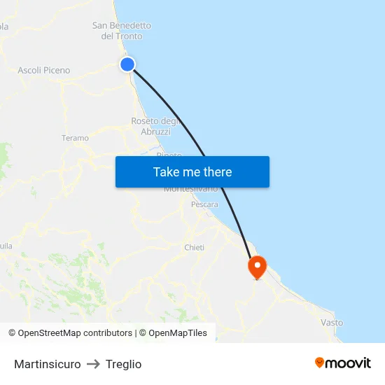 Martinsicuro to Treglio map