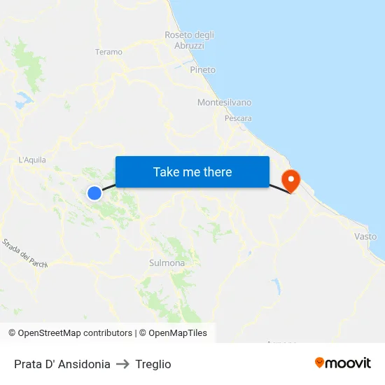 Prata D' Ansidonia to Treglio map