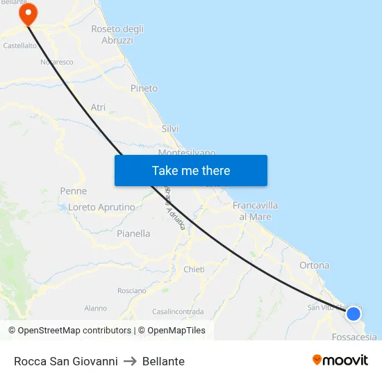Rocca San Giovanni to Bellante map