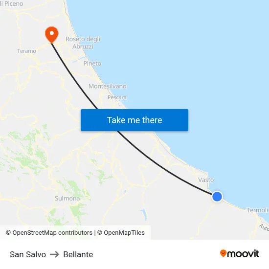 San Salvo to Bellante map