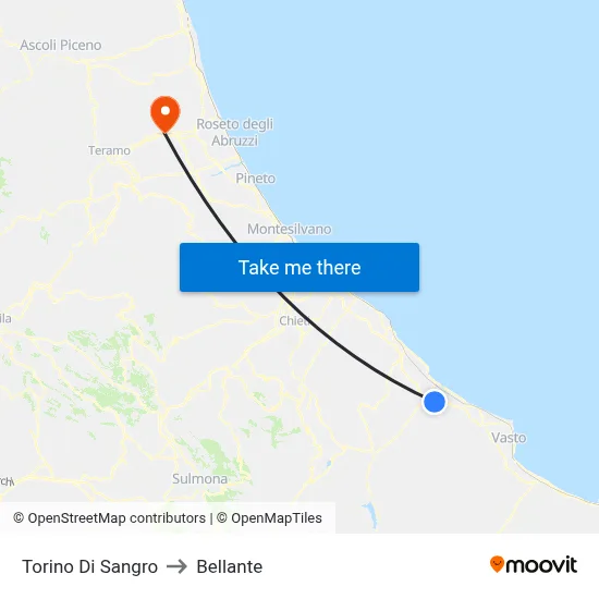 Torino Di Sangro to Bellante map