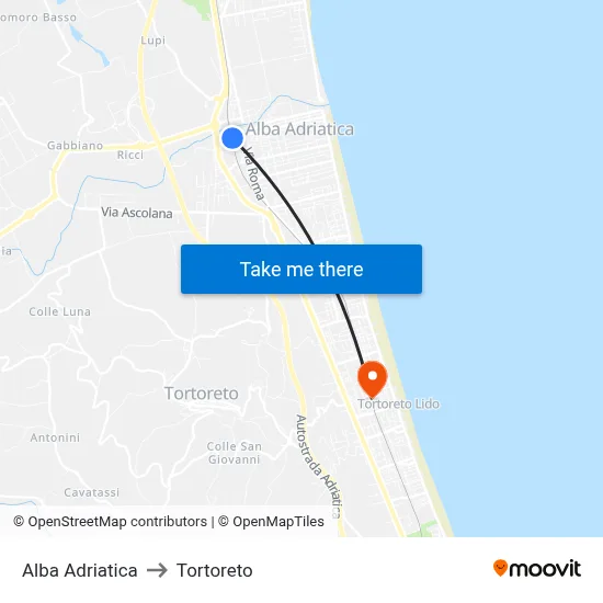 Alba Adriatica to Tortoreto map