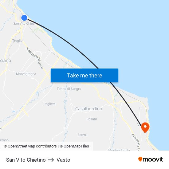 San Vito Chietino to Vasto map