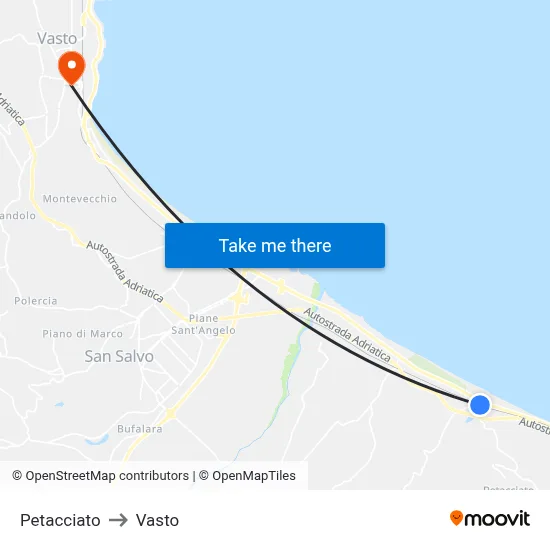 Petacciato to Vasto map