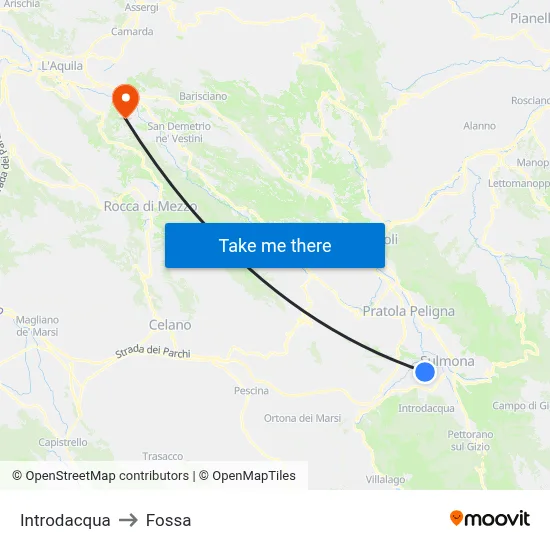 Introdacqua to Fossa map