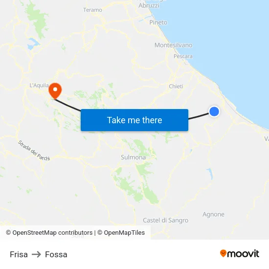 Frisa to Fossa map
