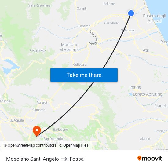 Mosciano Sant' Angelo to Fossa map