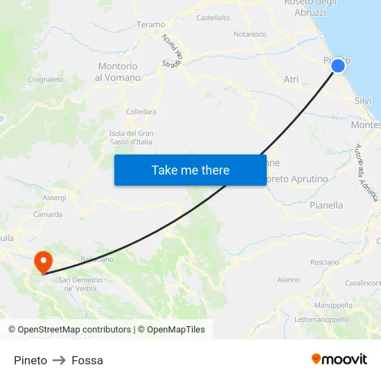 Pineto to Fossa map