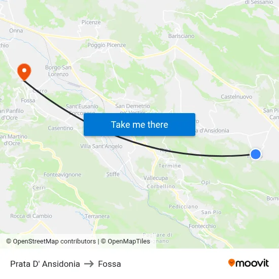 Prata D' Ansidonia to Fossa map