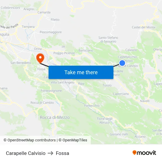 Carapelle Calvisio to Fossa map