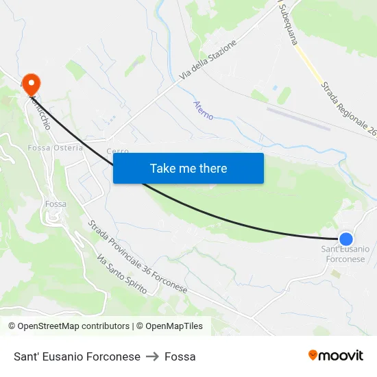 Sant'Eusanio Forconese to Fossa map