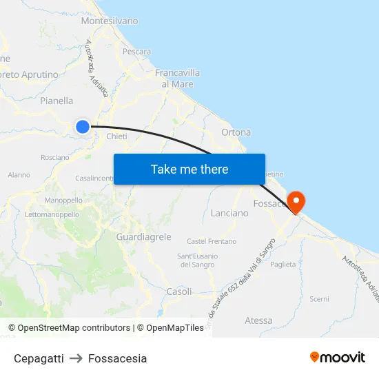 Cepagatti to Fossacesia map