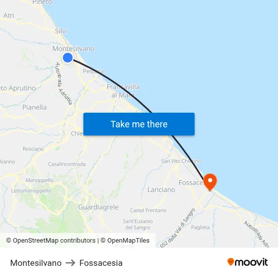 Montesilvano to Fossacesia map