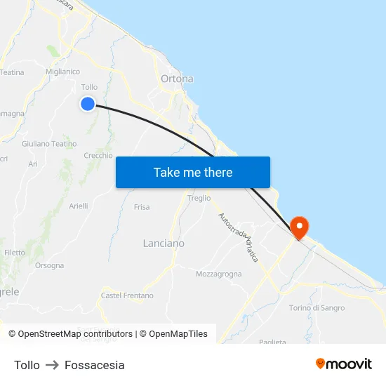 Tollo to Fossacesia map