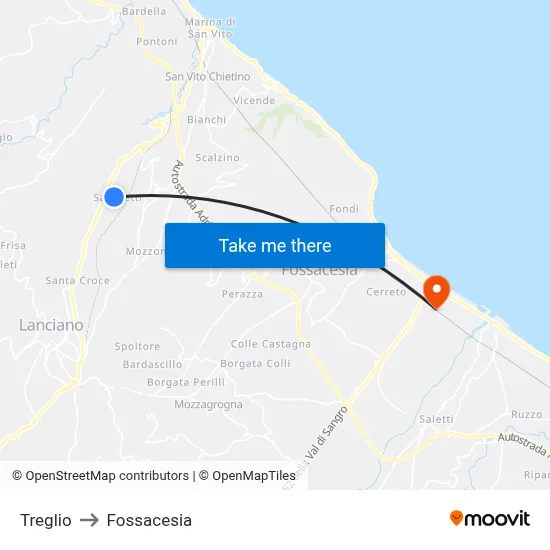 Treglio to Fossacesia map