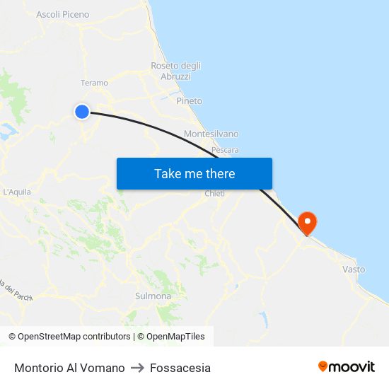 Montorio Al Vomano to Fossacesia map