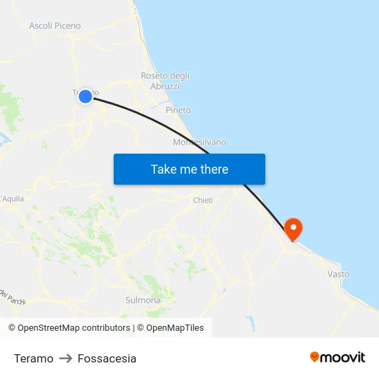 Teramo to Fossacesia map