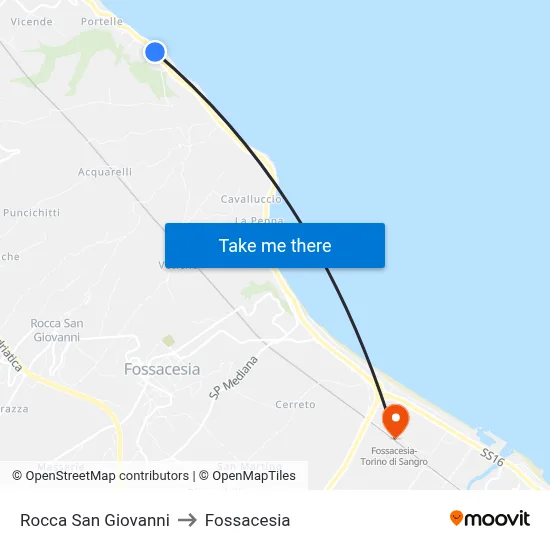 Rocca San Giovanni to Fossacesia map
