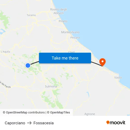 Caporciano to Fossacesia map