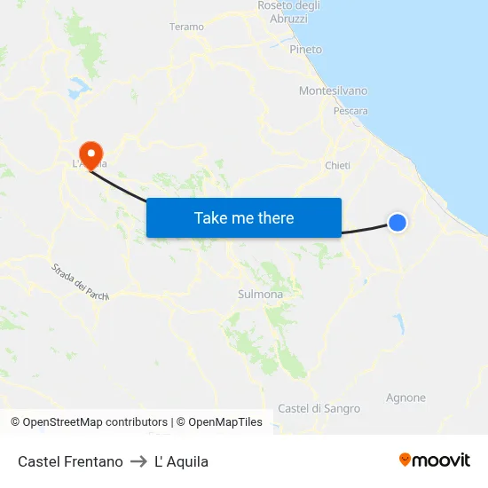 Castel Frentano to L'Aquila map