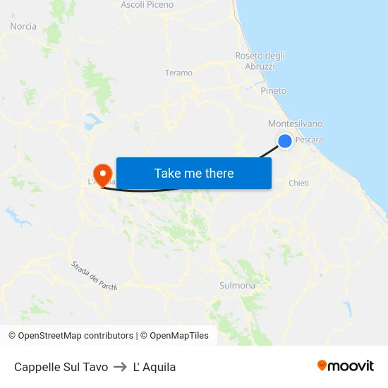 Cappelle Sul Tavo to L'Aquila map