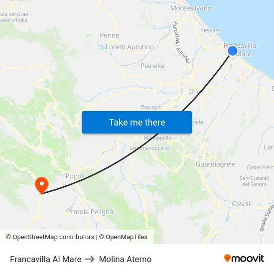 Francavilla Al Mare to Molina Aterno map